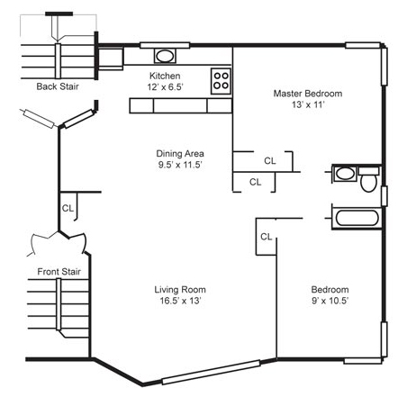 Four Story Walk-up Building 2 Bedroom